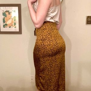 Retro Satin Midi Skirt